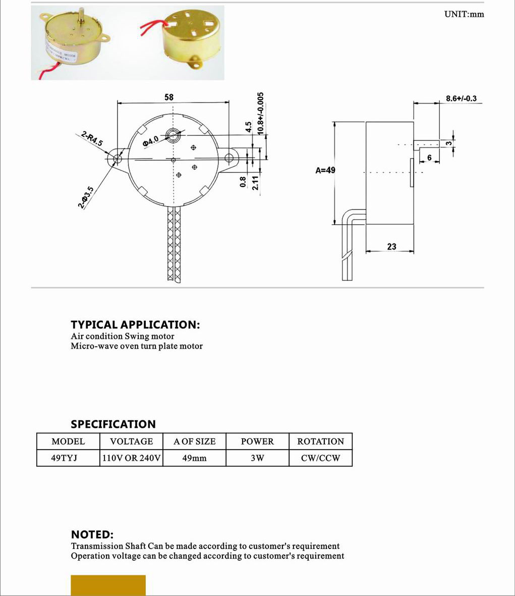 AC Synchronous Gear Egg Incubator Motor