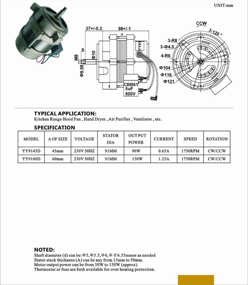 Self Healing Capacitor Motor Run Capacitor (YY91)